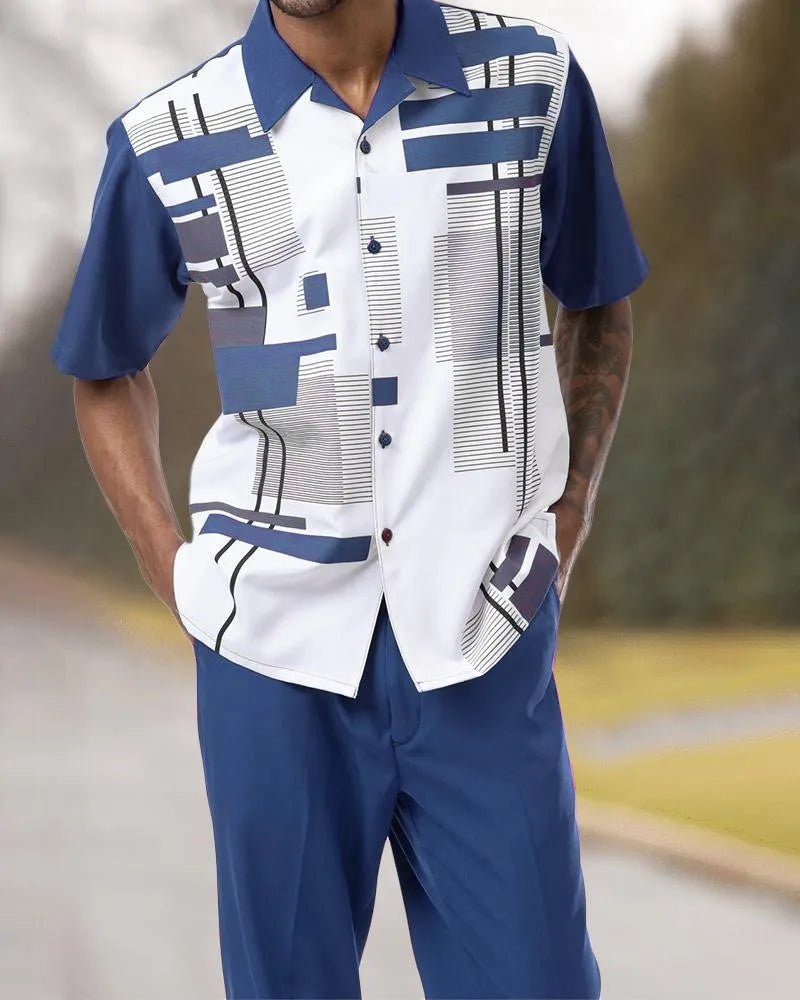 2025 Trend Print Men's Tops+Trousers Sets Spring Summer New Party Sport Casual Suits Shirts Pants 2-Piece Fashion Men's Clothing