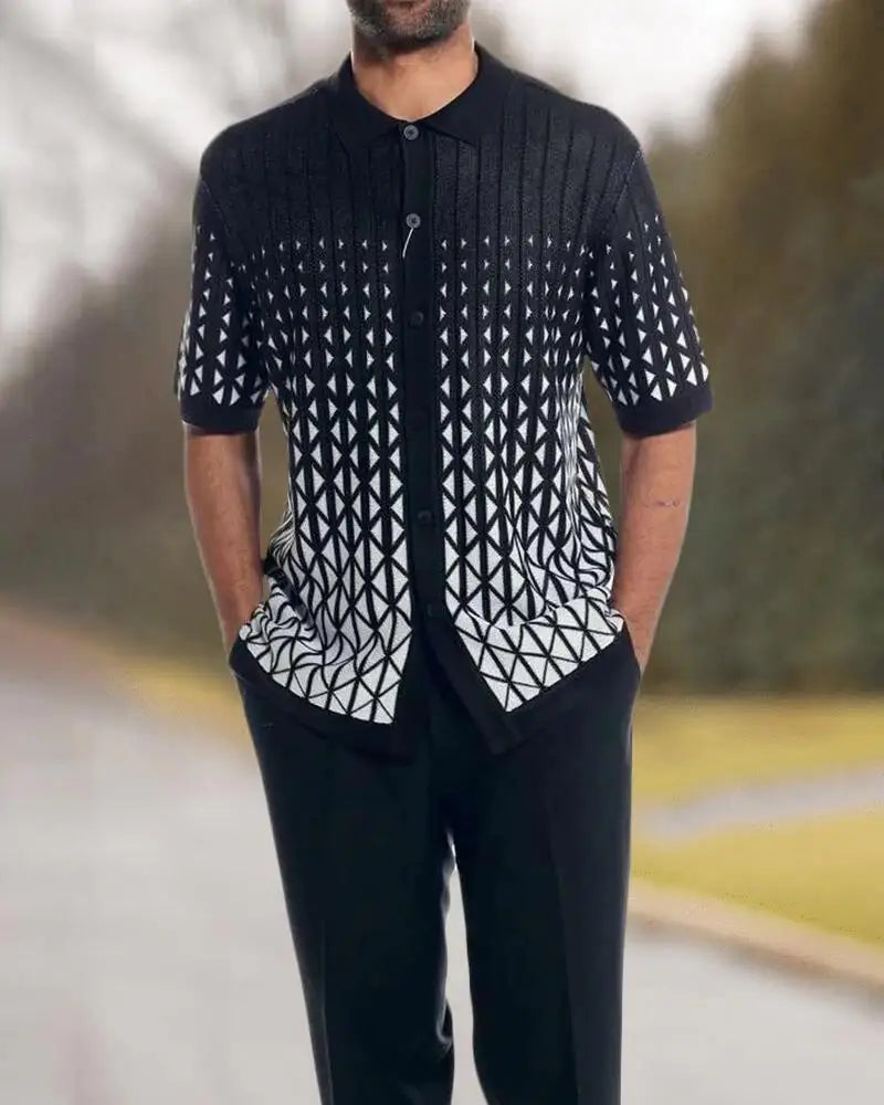 2025 Trend Print Men's Tops+Trousers Sets Spring Summer New Party Sport Casual Suits Shirts Pants 2-Piece Fashion Men's Clothing