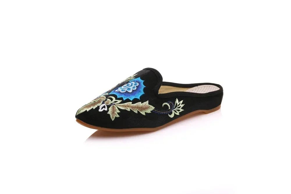 Summer Harajuku Chinese Style Women's Slippers Casual Vintage Embroidery Women Shoes Ethnic Style Fashion Streetwear Sandales