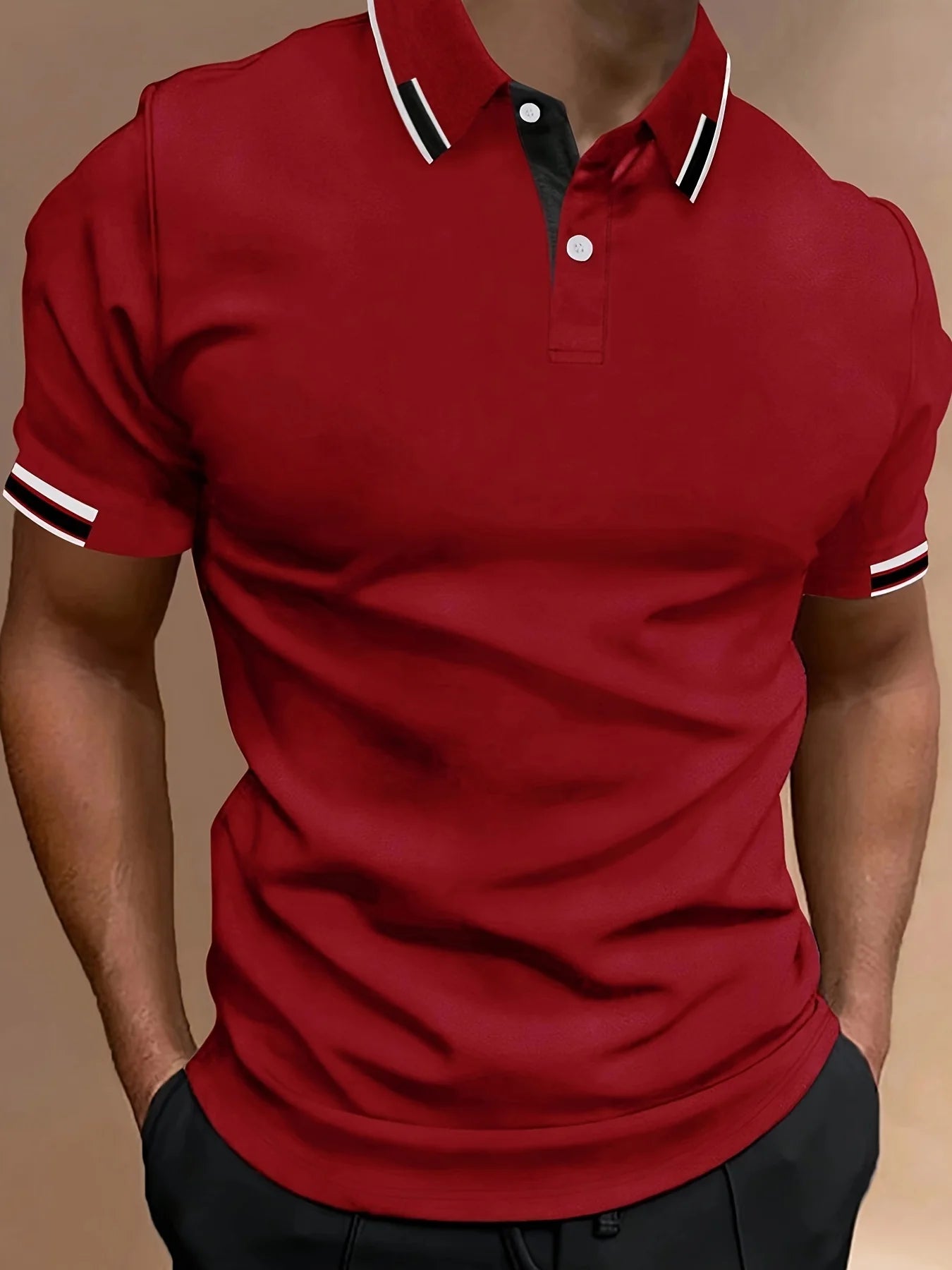Men's Contrast Binding Short Sleeve Golf Polo Shirt Male Tops For Summer Outdoor Business Casual Short Sleeve Button Polo Tshirt
