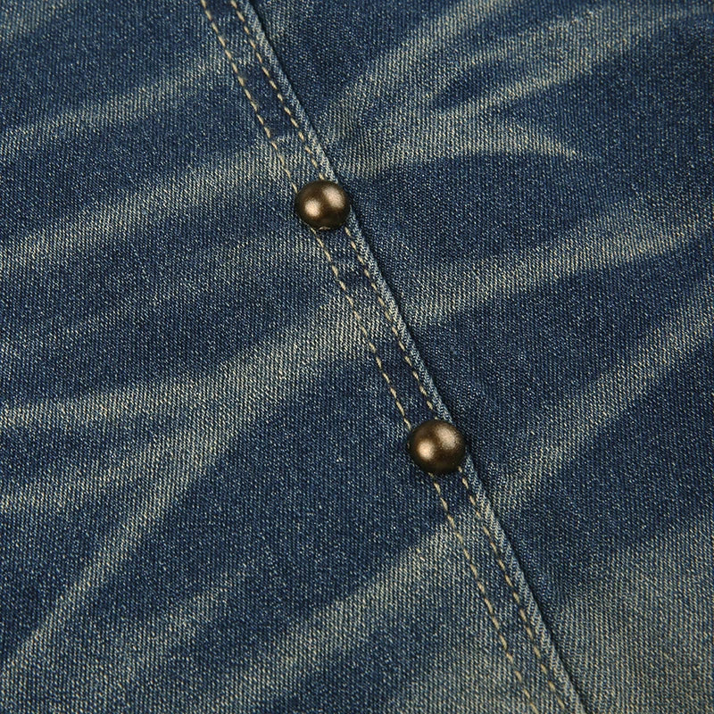 Rockmore Vintage Low Waist Flare Jeans Women Y2K Chic Rivet Slim Pencil Jean Pants Streetwear Fashion Retro Denim Trouser Korean