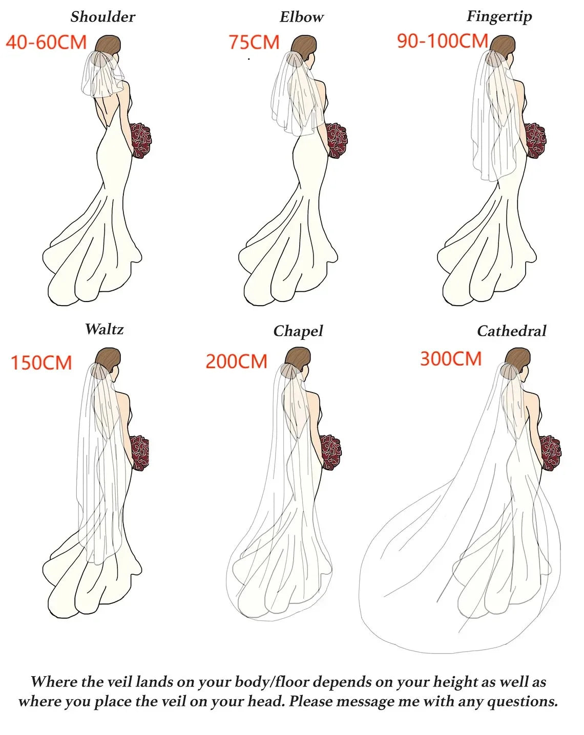 TOPQUEEN V69 Wedding Veil Fingertip Veil Two Tier Minimalist Bride Veil with Blusher Bridal Veils with Comb Dress Veil for Bride
