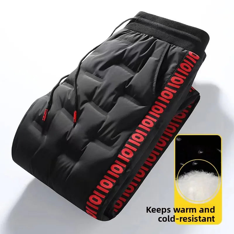 Men's down Pants Thiened Winter Outerwear Warm Long Trousers Du down Cold Resistance Cotton Pants Leisure Casual Sports