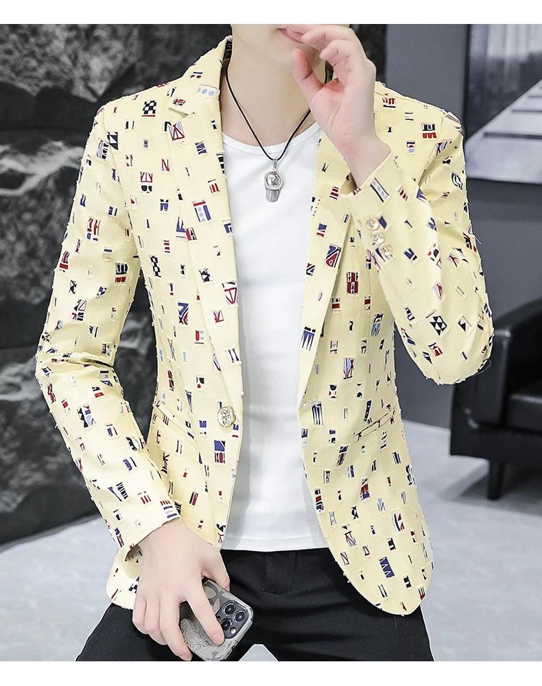 2024 Autumn Suit Men's Youth Slim Fashion Handsome Trend with Korean Version of A Small Suit Formal Single West Coat M-4XL
