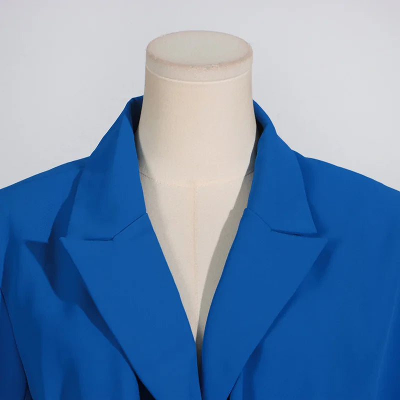 Fashion Suit Jacket for Women 2024 Autumn New Blue Design Formal Slim Fit High-end Small Suit Women Clothing