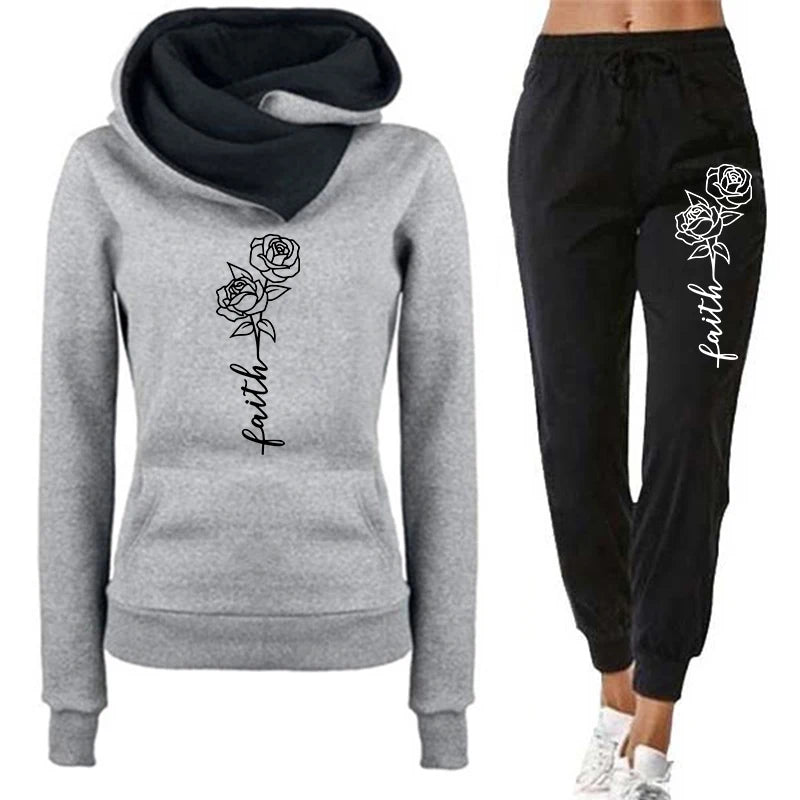 Women Tracksuit Two Piece Set Winter Warm Hoodies+Pants Pullovers Sweatshirts Female Jogging Woman Clothing Sports Suit Outfits