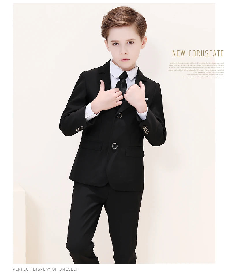 Kids Boys White Blazer Vest Pants 3PCS Set Children Baptism Wedding Prom Suit Baby Boy Elegant Dress Teenager Party Costume