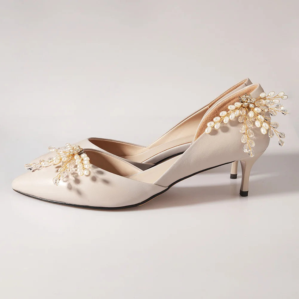 Newest Shinning Rhinestone Shoes Clip Metal Wedding Accessories Crystal Pearl Luxury Shoe Buckle Decorations Gift For Women