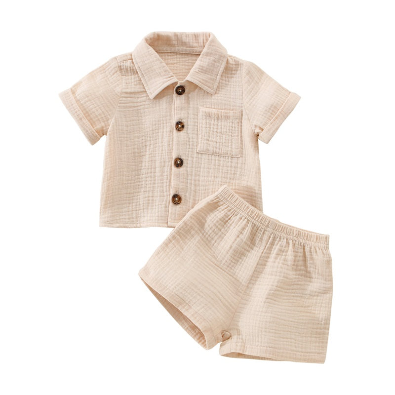 VISgogo 0-3 Years Baby Boys Girls Clothes Sets Infant Newborn Short Sleeve T-shirt Short Pants Summer Solid Color Casual Outfit