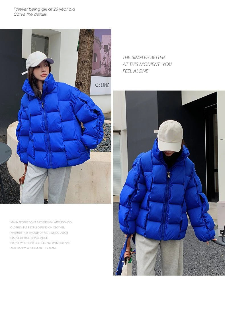 Winter Jackets for Women 2025 Thick Warm Loose Fashion Quilted Jacket Women Interchange Design High Street Green Winter Coat