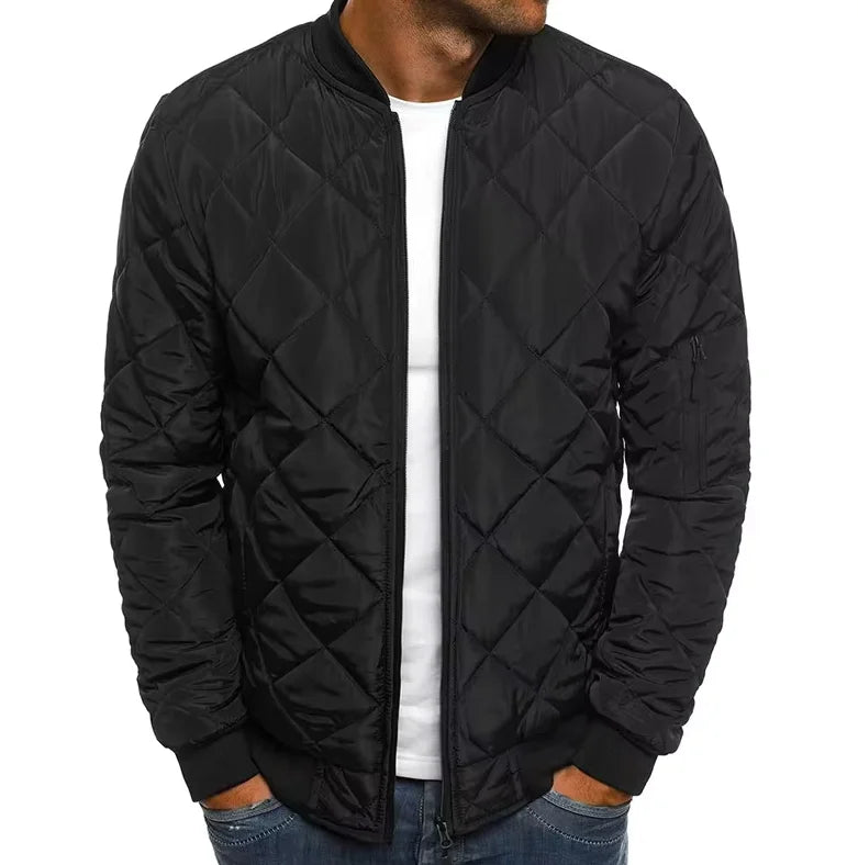 Winter New Jacket Men's Baseball Collar Mesh Pressed Lightweight Jacket Vintage Flight Casual Long Sleeve