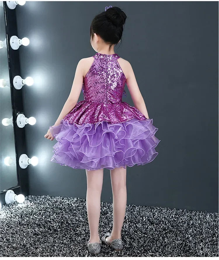 Summer Stage Princess Girls Casual Dresses Sequin Tutu Children Costume Robe Fille Party Baby Clothing Dance Kids Dress Vestidos