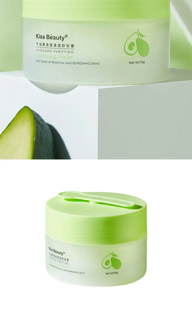 Kiss Beauty Avocado Cleansing Cream - 3-in-1 Eye, Lip, and Face Cleanser, Gentle and Thorough,Take off all your makeup