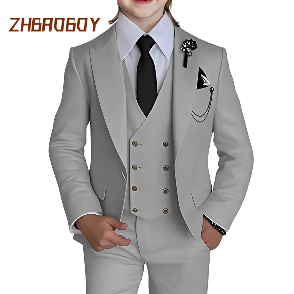 Boy's 3 Piece Suit Slim Fit Suit One Button Formal Wedding Suits Prom Dress Suit