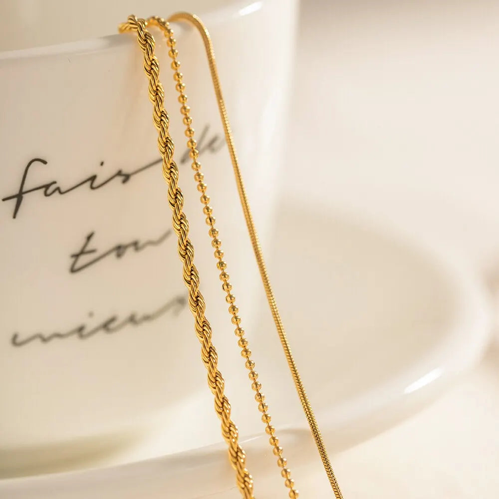 3 Pcs/Set Minimalist Classic Multi Layer Chain Bracelet For Women Three Link Set Stainless Steel Waterproof Jewelry Party Gift