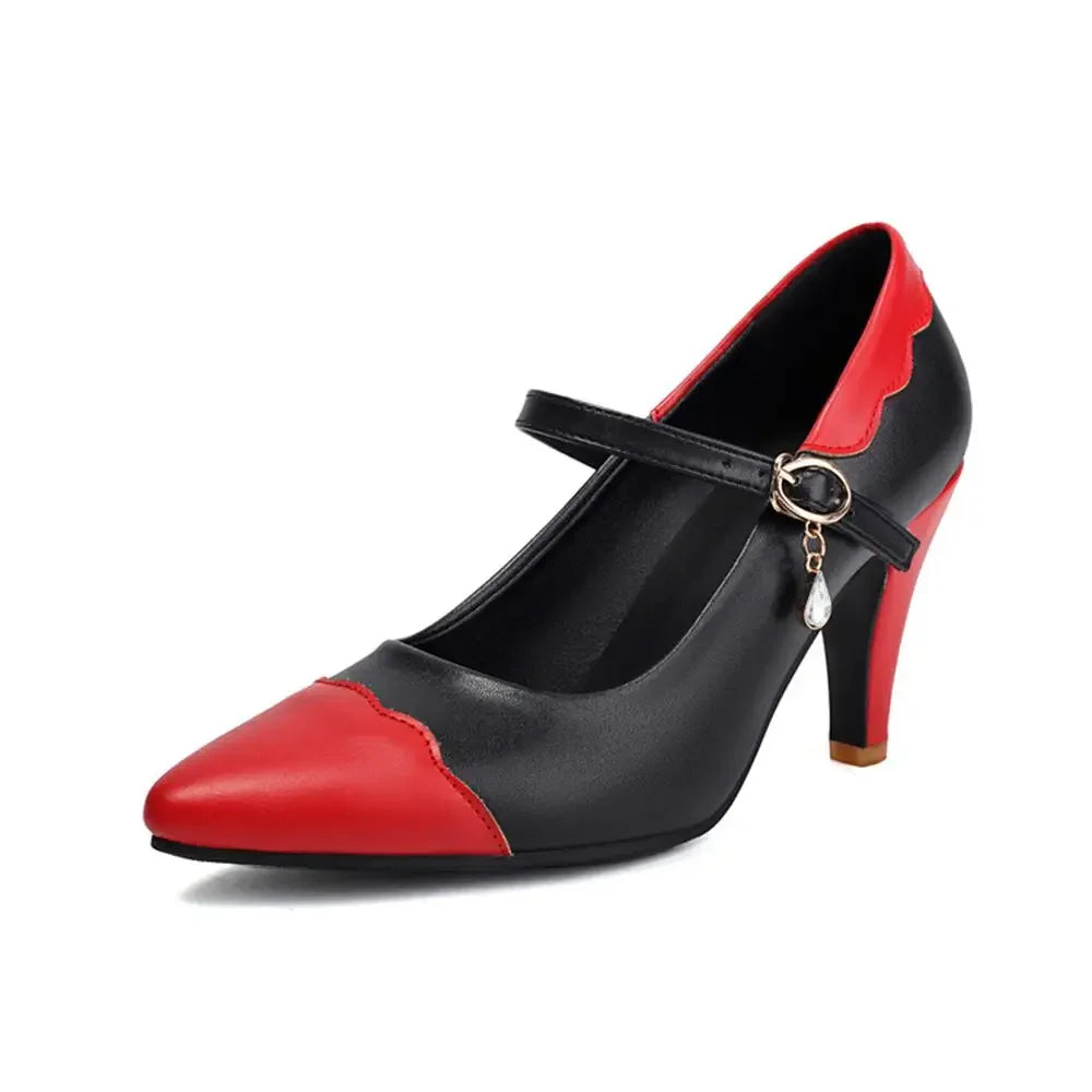 Zapatos De Mujer New Elegant Fahsion Women Shoes High Heels Buckle Strap Pointed Toe Pumps Wedding Shoes Bride Big Size 46 2513