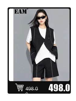 EAM High Waist Two Ways Wear Black Wide Leg Long Pants New Loose Fit Trousers Women Fashion Tide Autumn Spring 2025 1DF3635