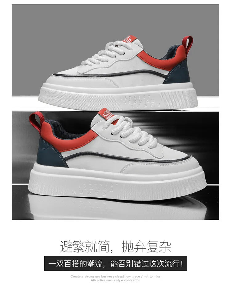 2025 New style fashionable and trendy white sneakers, versatile board shoes, thick-soled height-increasing casual men's shoes