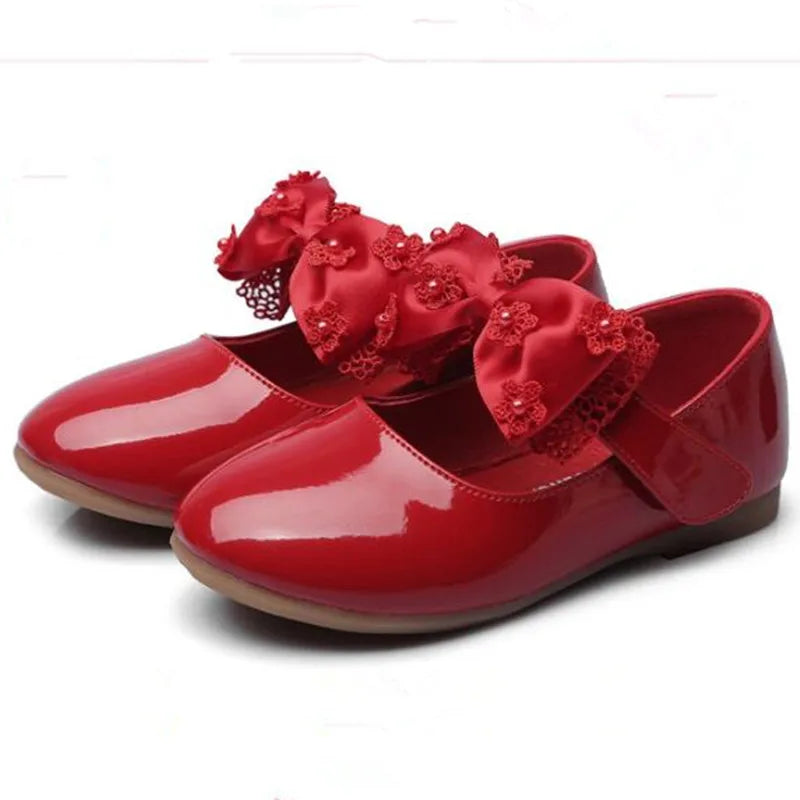 Baby Girls Shoes Kids Wedding Party Shoes Little Girls Patent Leather Shoes Flower Princess Shoes for Dance Red White Black