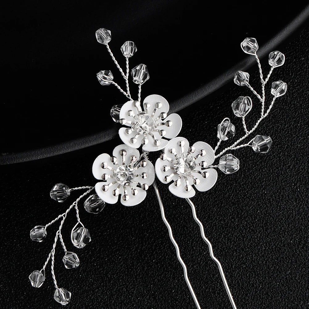 Fashion Pearl Rhinestone Flower Hair Pins barrette Bride Wedding Jewelry Accessories Hair Clips Headpiece For Women