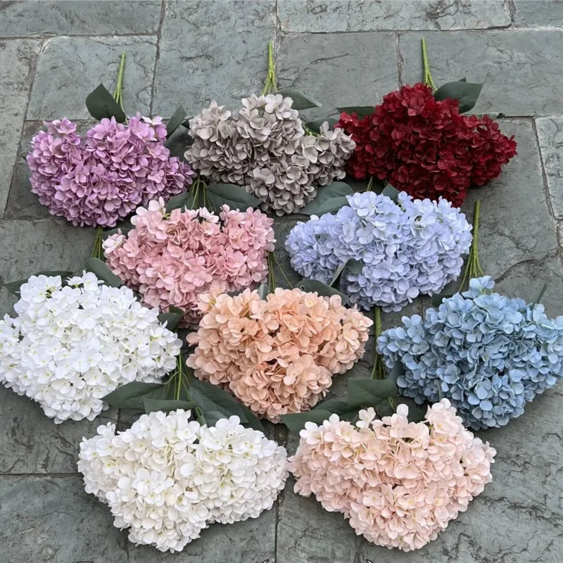 5 Heads Hydrangea Bouquet Silk Artificial Flowers for Party Wedding Living Room Decoration Accessories Home Decor Fake Flowers