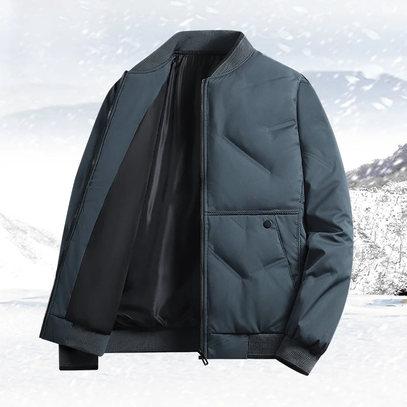 Men's Jacket Autumn Winter Thickened Warm Comfortable Breathable Casual Coat Outdoor Solid Color Windproof Zippered Jacket