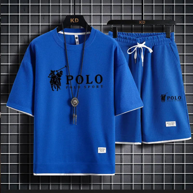 Men's short sleeved T-shirt and sports shorts set casual sportswear Korean fashion summer