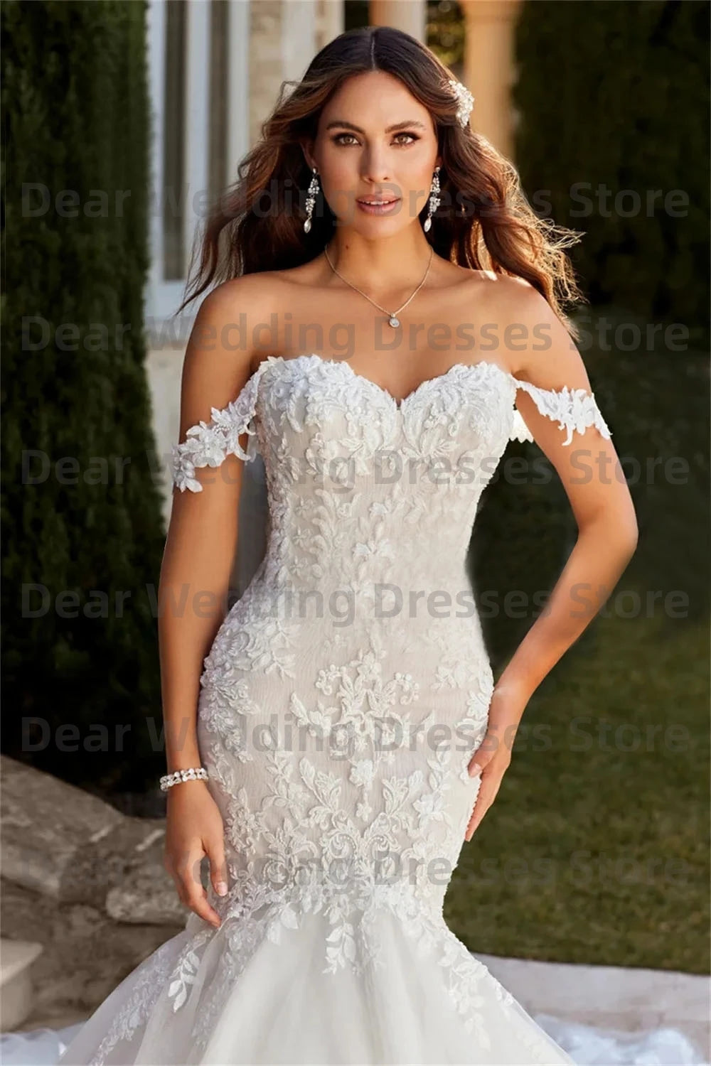 Boho Off The Shoulder Woman's Wedding Dresses 2025 Appliques Mermaid Fuffy Tulle Bride Gowns Formal Vestidos De Novia Customized