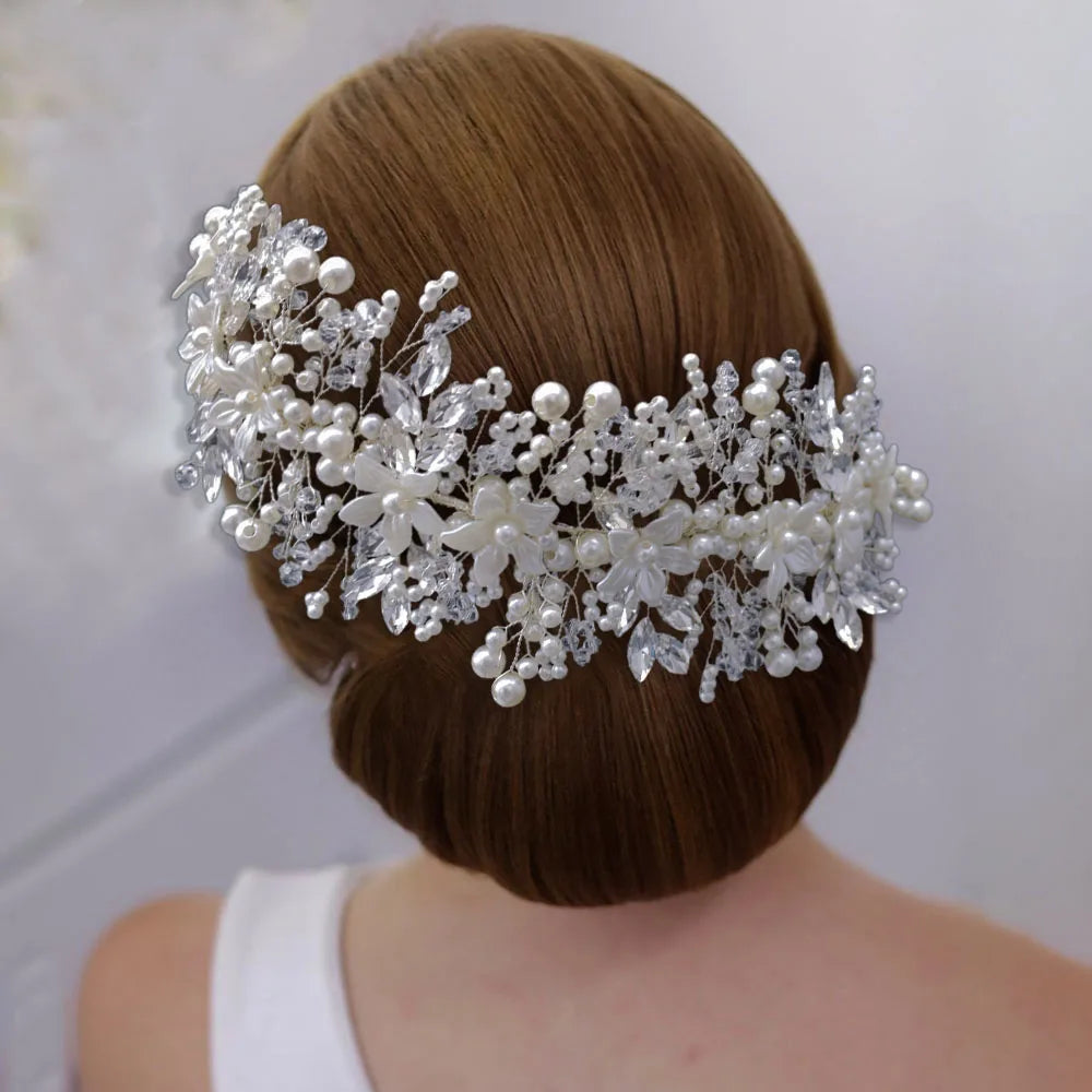 DZ023 Fashion Wedding Headpiece Crystal Pearl Hair Piece 2022 Bridal Tiara Dinner Party Headdress For Women Bride Headwear