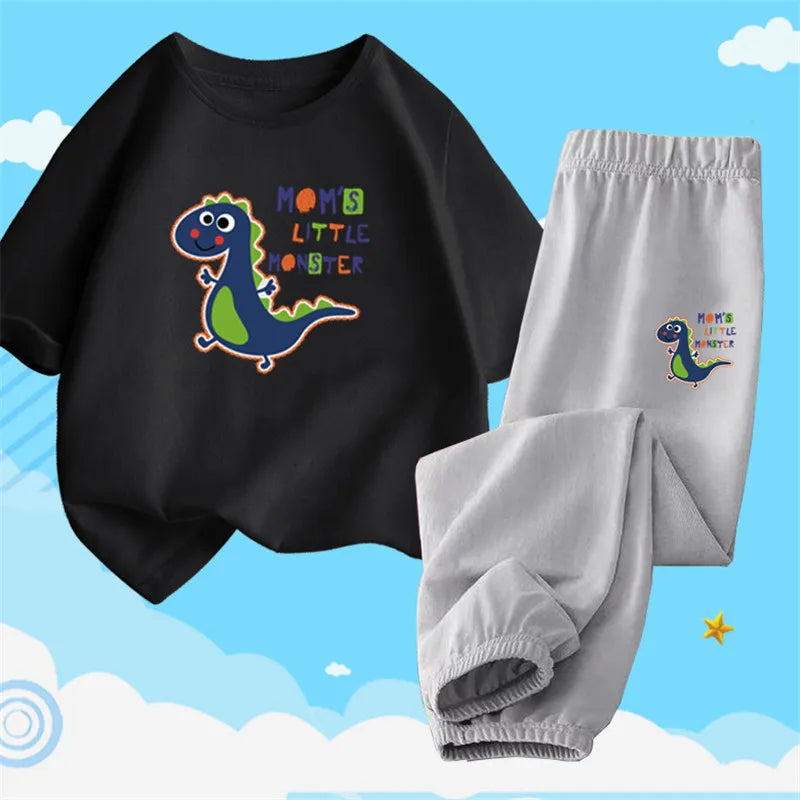 Boys Summer Clothes Set Kids Cartoon Space T shirts+Loose Harlan pants Suit 2PCS Pack Teens Sports Clothing Sets