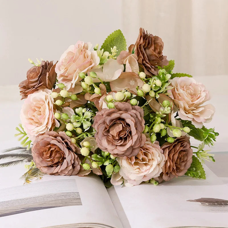 Artificial Hydrangea Flowers Rose Silk Flowers for Wedding Desk Room Party DIY Bouquet Decor Fake Flower Arrangements Home Decor