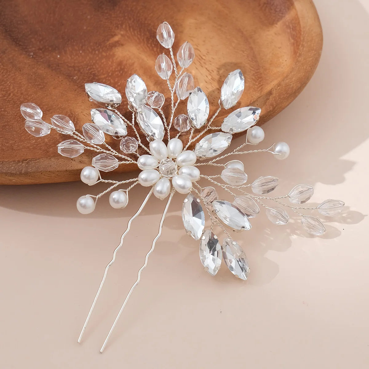 Fashion Pearl Rhinestone Flower Hair Pins barrette Bride Wedding Jewelry Accessories Hair Clips Headpiece For Women