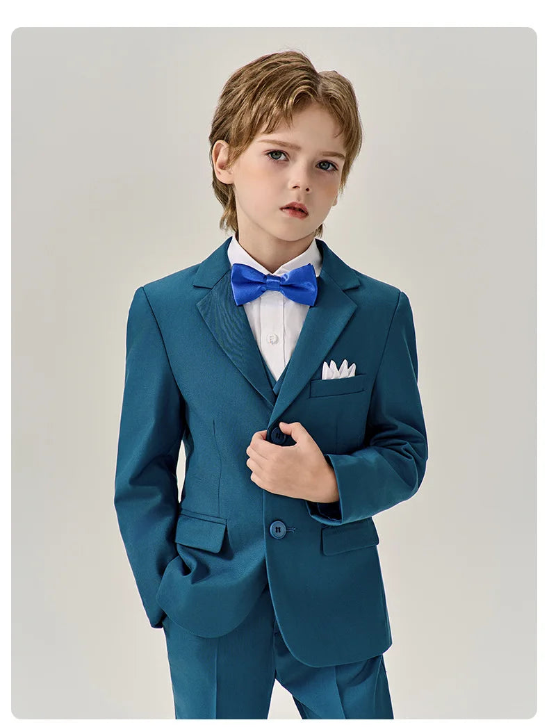 Prince Kids Green Jakcet Vest Pants Bowtie Piano Party Dress Boys Wedding Ceremony Photograph Suit Children Performance Costume