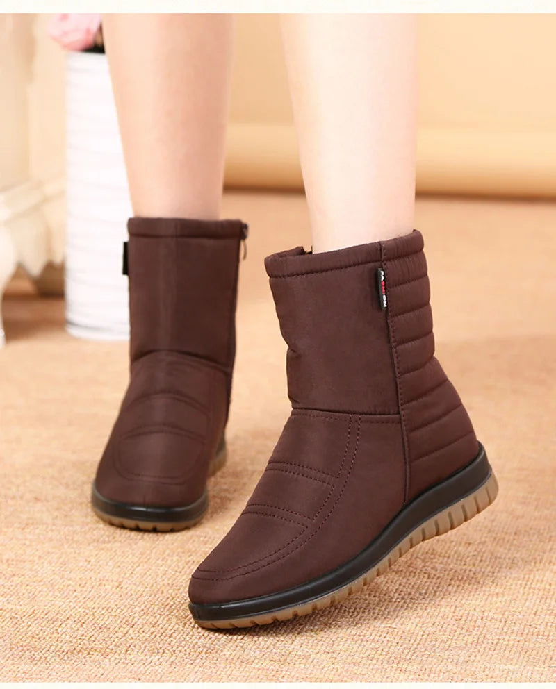 Waterproof Snow Boots Women Winter Shoes Non-slip Cold Winter Women Ankle Boots Non-slip Ladies Cotton Shoes Big Size 42 DX036