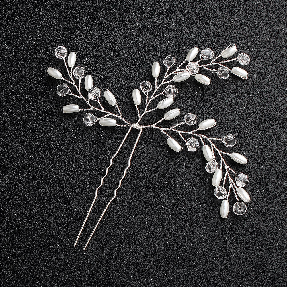 Fashion Pearl Rhinestone Flower Hair Pins barrette Bride Wedding Jewelry Accessories Hair Clips Headpiece For Women