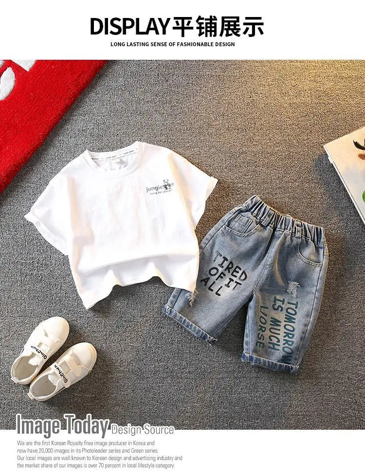 Summer Boys Clothing Set New Baby Children's Cartoon Short Sleeve T-shirt Shorts Two Piece Fashion Boys' Leisure Sports Set