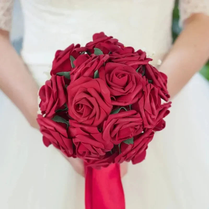 30/10PCS Artificial Foam Rose Flower Heads Bride Bouquet Flower for Home Wedding Party Table Decoration DIY Scrapbook Supplies