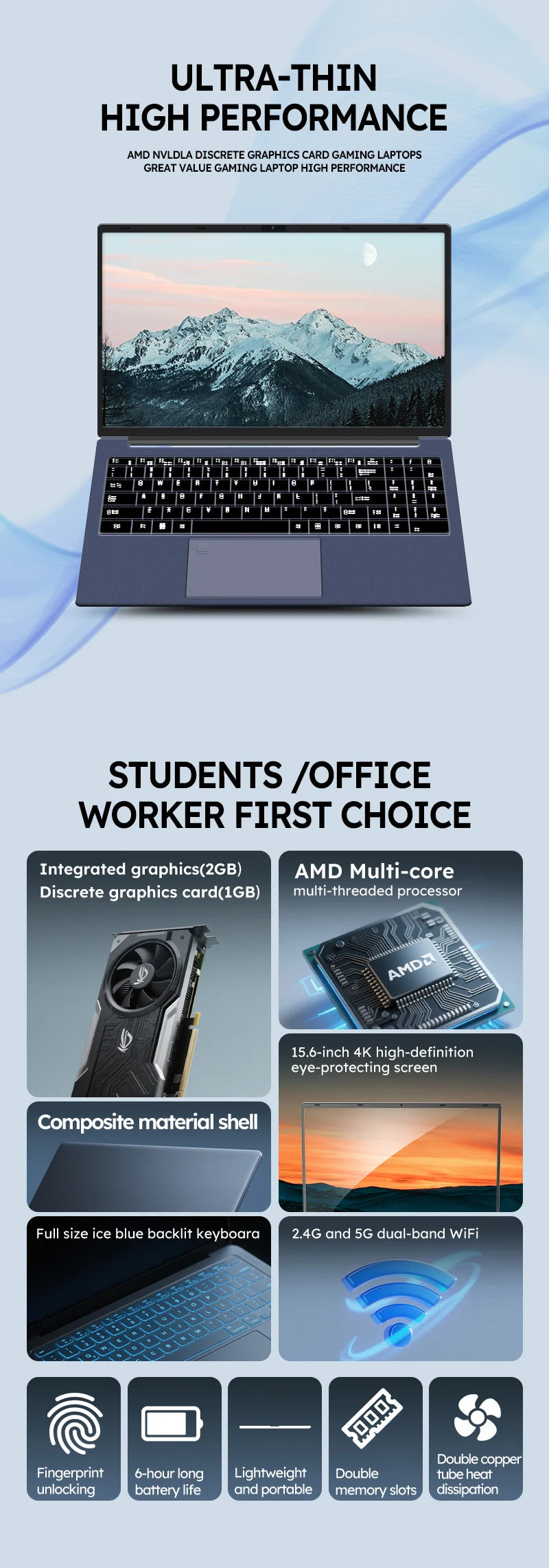 ORANGO Laptop 15.6 inch 16GB RAM 512GB SSD Windows 11 Computer AMD A4 7210U Notebook Gamer 1920*1080 Display Office Study PC