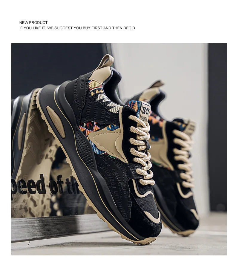 Men Sneakers 2025 Spring Autumn New Comfortable Outdoor Non Slip Running Shoes Trend Wear-resistant Vintage Lace Up Casual Shoes