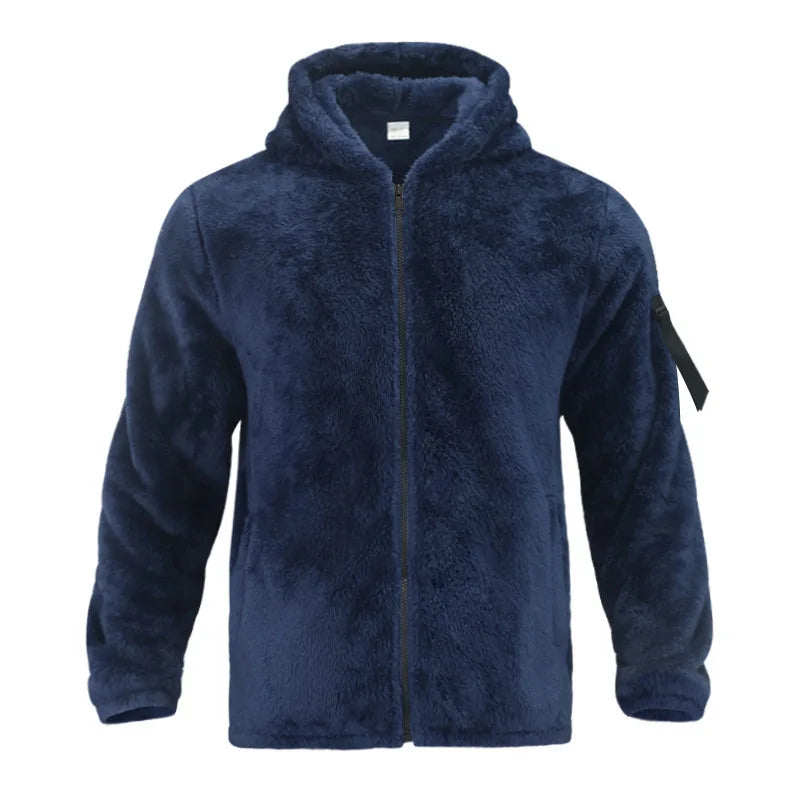 Men's Winter Jacket Warm Loose Casual Fleece Soft Fabric Velvet Skin Friendly Solid Streetwear Fashion Jackets Coats for Men