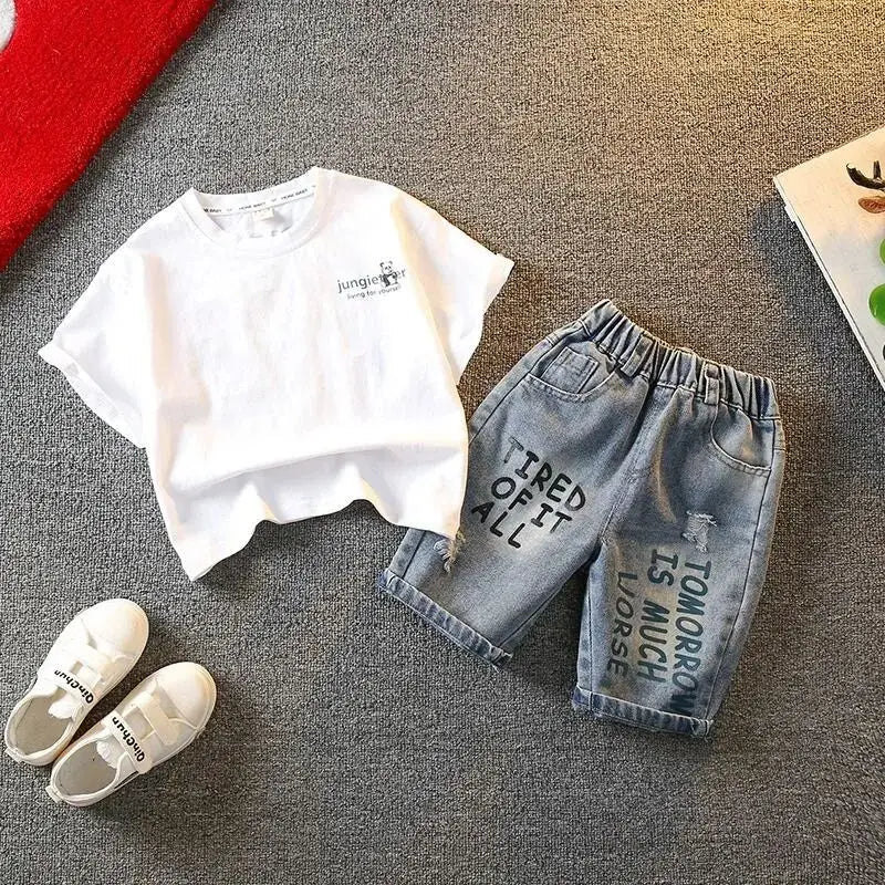 Summer Boys Clothing Set New Baby Children's Cartoon Short Sleeve T-shirt Shorts Two Piece Fashion Boys' Leisure Sports Set