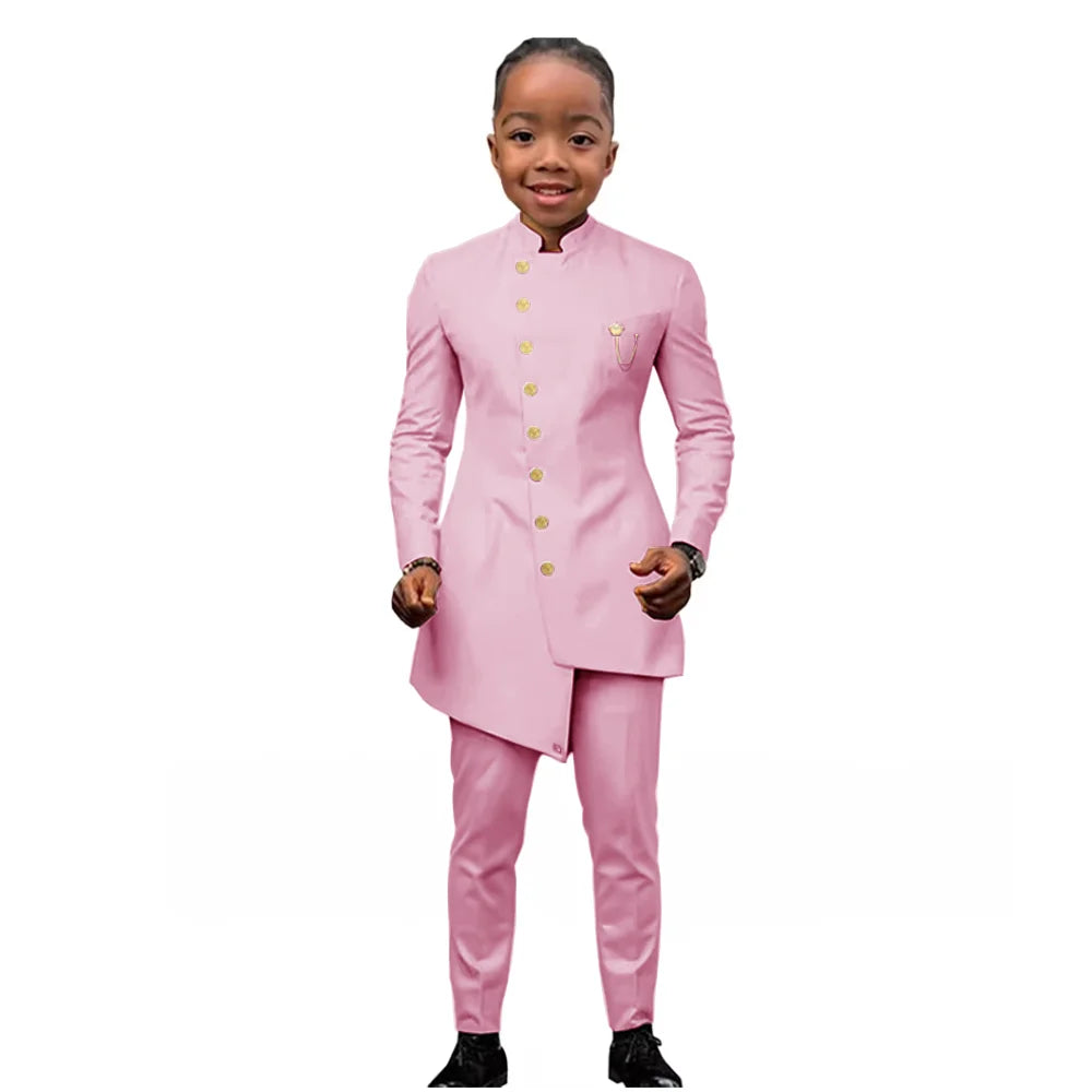 African Boys Suit 2 Piece Set (Jacket+Pant) Long Blazer for Kids Wedding Tuxedo Custom Size Boys Blazer