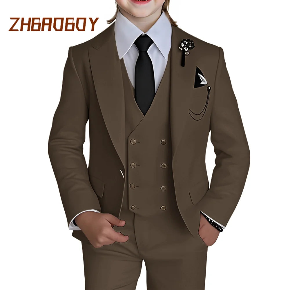 Boy's 3 Piece Suit Slim Fit Suit One Button Formal Wedding Suits Prom Dress Suit