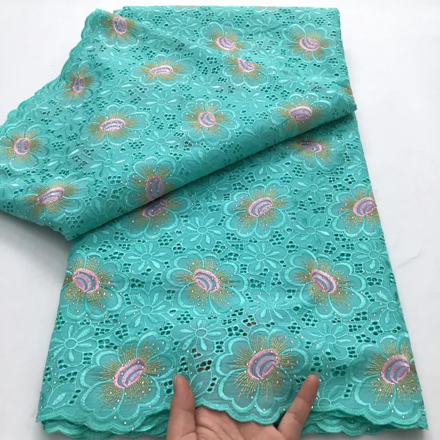 African Lace Fabric High Quality Embroidered Cotton Nigerian Swiss Voile Lace Fabric 2025 French Wedding Dress for Women A4295