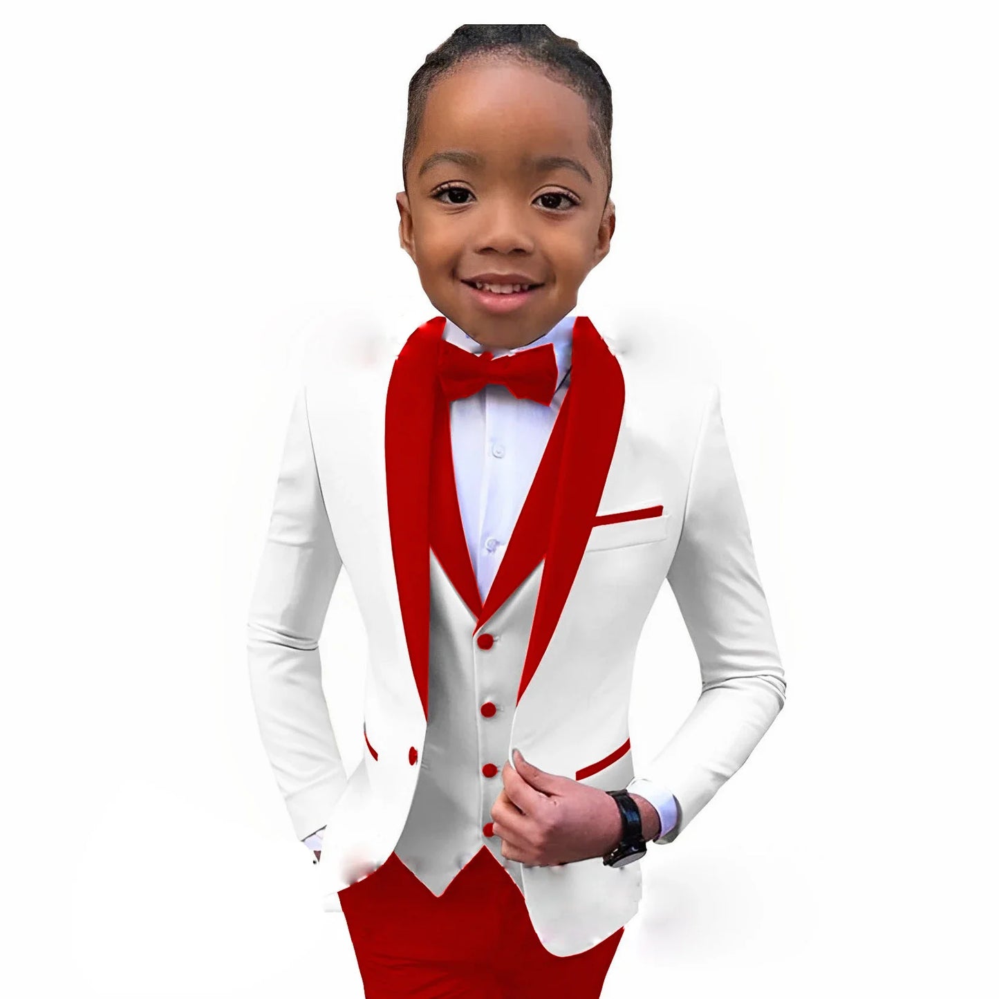 Suit For Boys White Jacket Royal Blue Collar 3 Piece Wedding Kids Tuxedo Formal Party Clothes 2-16 Years Old Children Suits