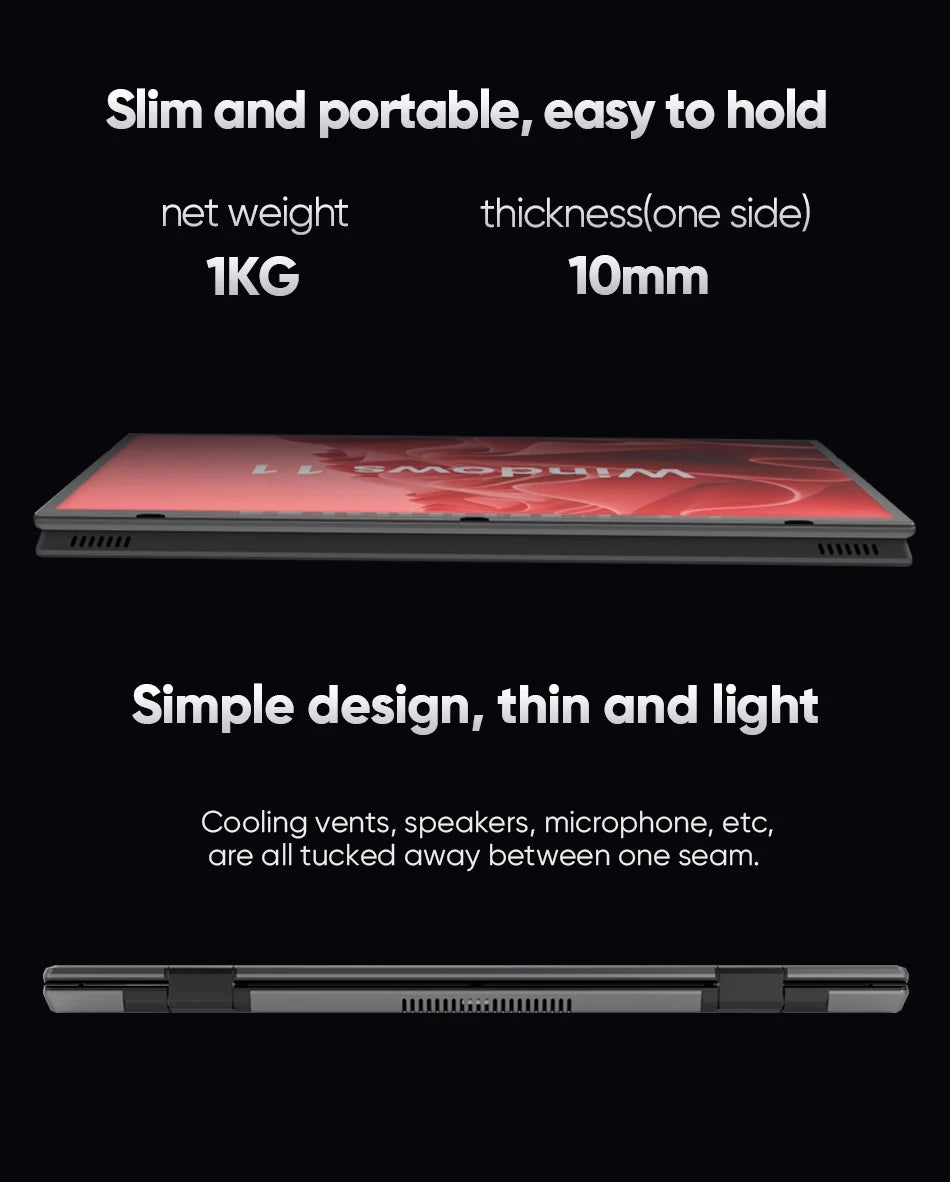 Topton L15 360° YOGA Laptop Intel N95 Dual 10.5 Inch IPS Touch Screen Windows 11 2 in 1 Tablet PC Notebook Office Mini Computer