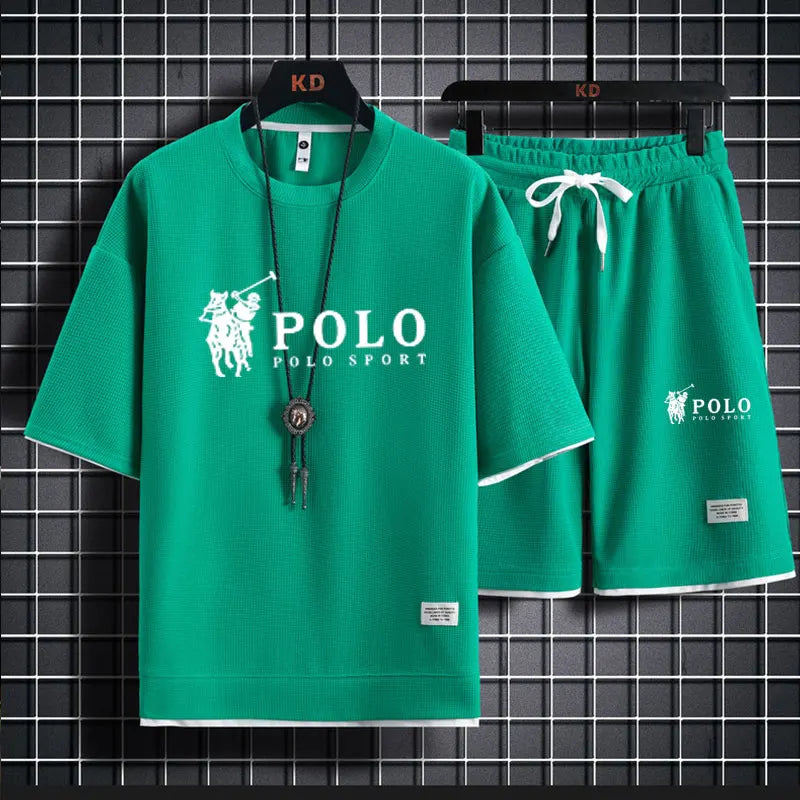 Men's short sleeved T-shirt and sports shorts set casual sportswear Korean fashion summer