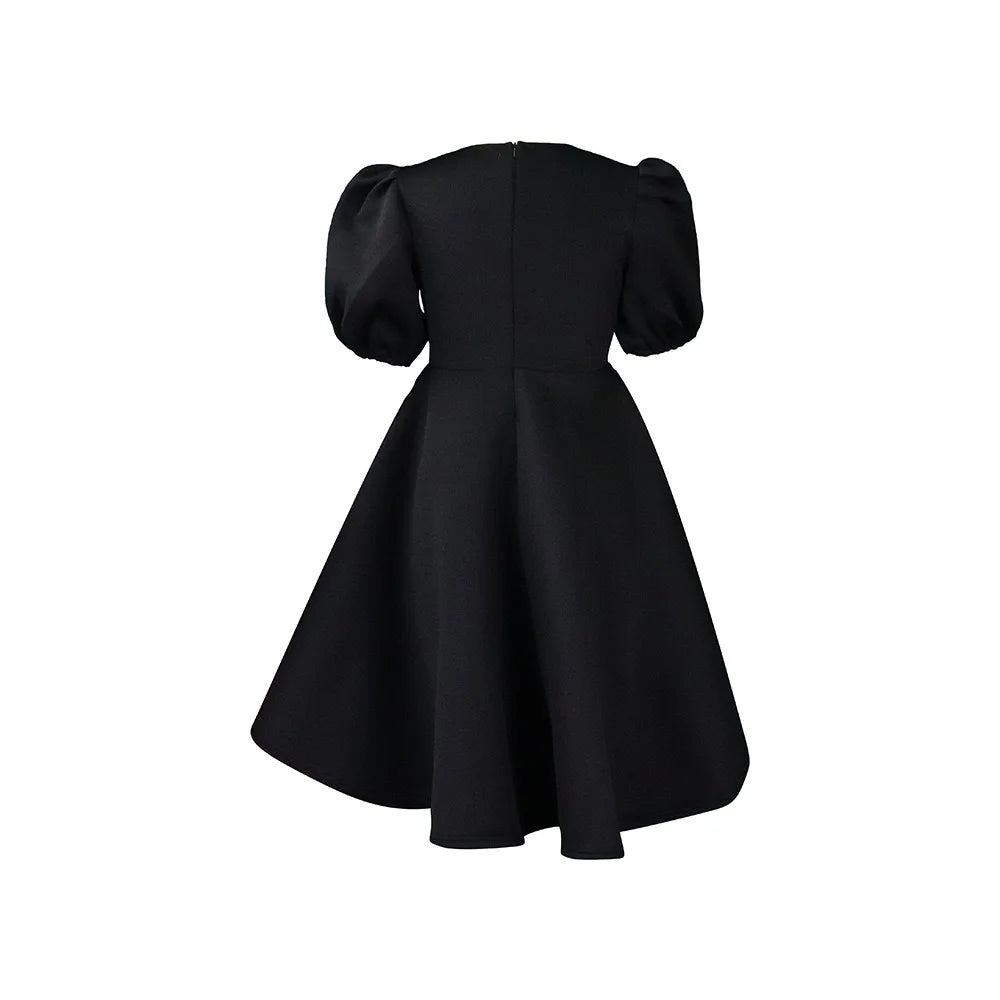 Elegant Party Dresses for Women O Neck Short Sleeve High Waisted A Line Pleated Mid Calf Luxury Birthday Dinner Vestidos Mujer