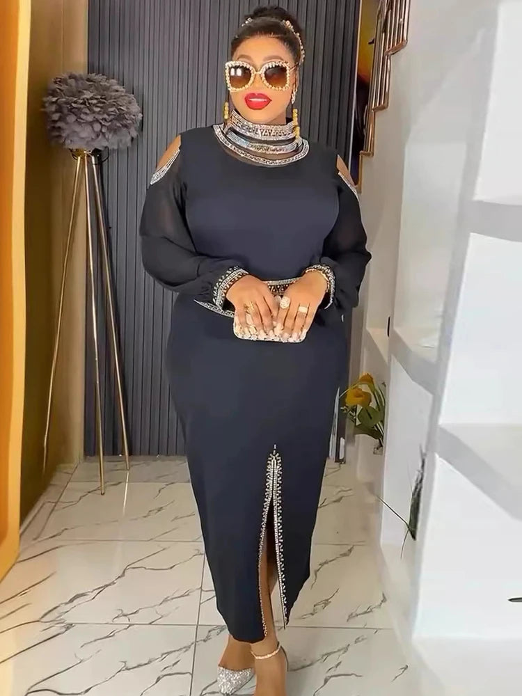 2025 Long Sleeve Dresses For Women Dubai African Wedding Party Prom Evening Gown Dashiki Africa Clothing Office Ladies Robes