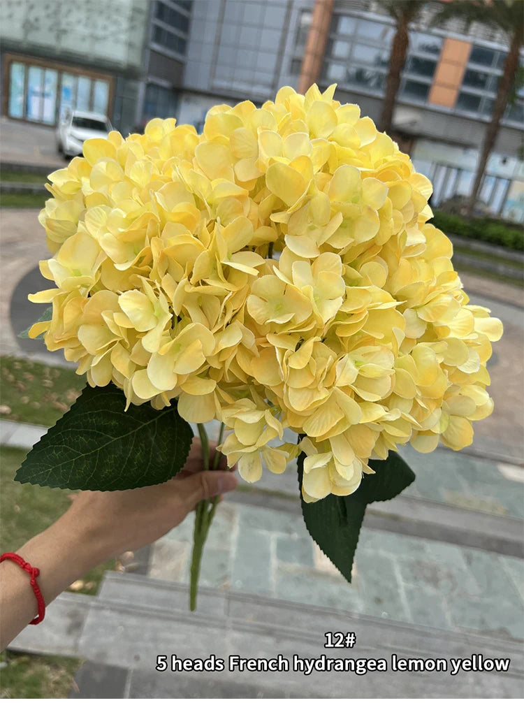 5 Heads Hydrangea Bouquet Silk Artificial Flowers for Party Wedding Living Room Decoration Accessories Home Decor Fake Flowers